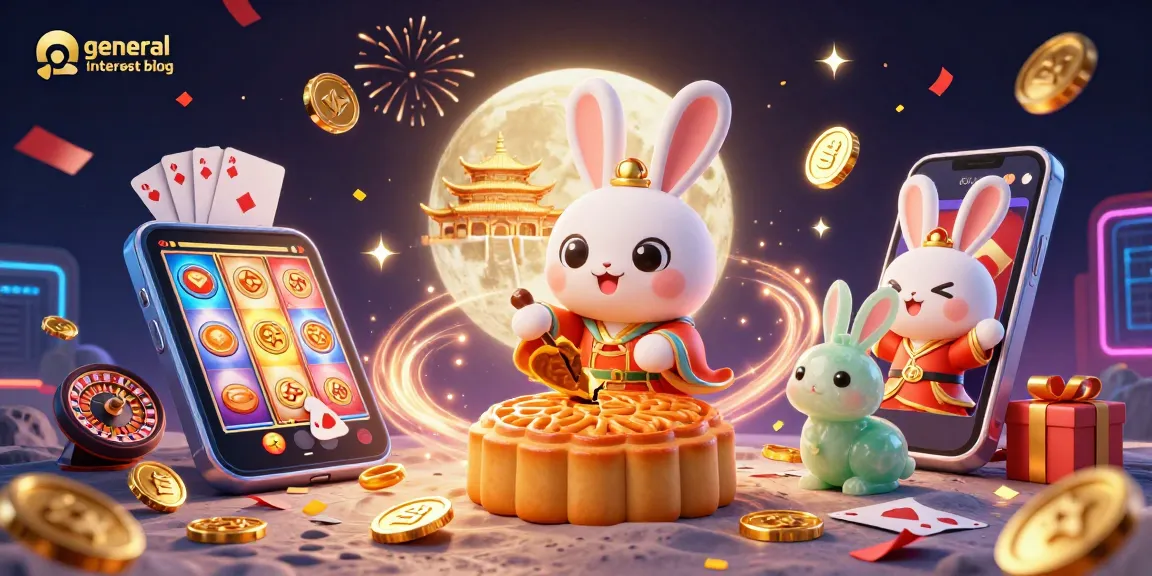 Engage with the general interest blog showcasing a vibrant 3D illustration of moon rabbits amid casino elements.