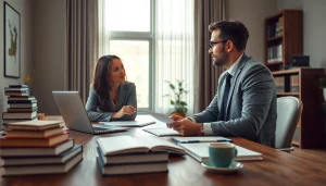 Consultation scene featuring https://www.ihavealawsuit.com legal advice in a modern office setting.