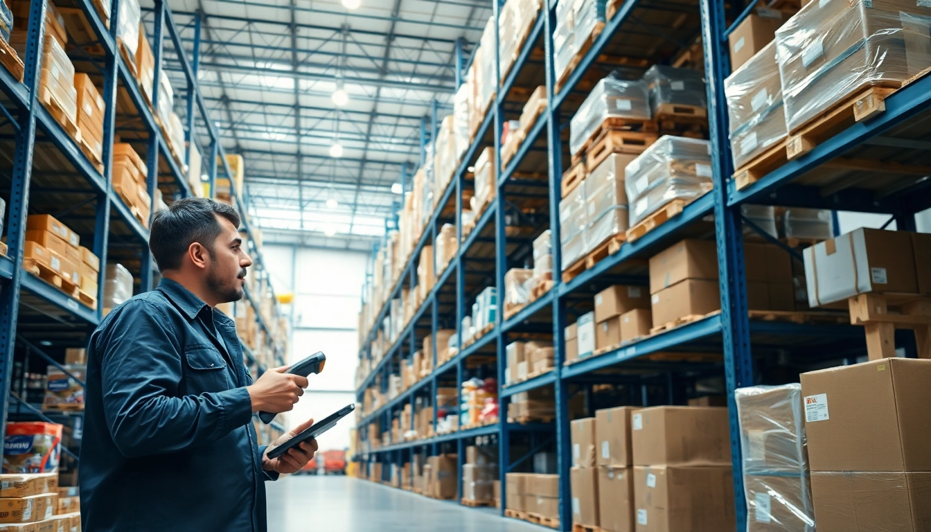 Streamlined warehousing setup demonstrating efficient storage and organization of goods in a bright environment.