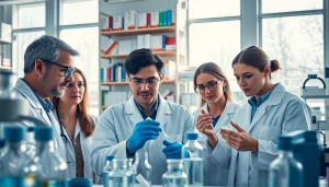 Researchers analyze aspirin formulations in a bright lab during the ADAPTABLE Aspirin Study.