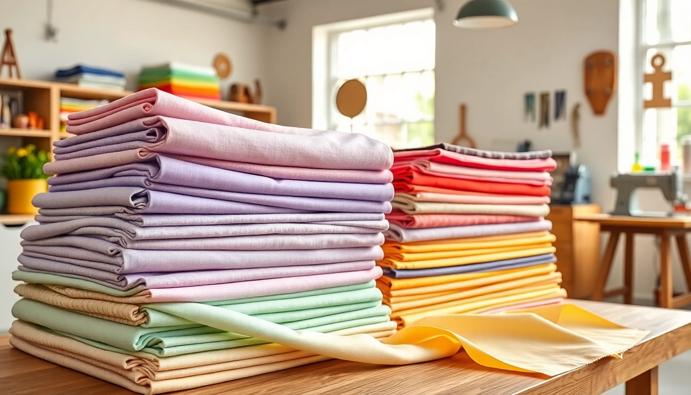 Wafel katoen design rolls in a modern studio showcasing vibrant colors and textures.