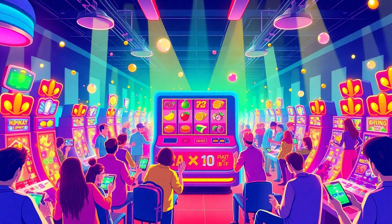 Main focus on lipat4d slot with vibrant gaming screens and enthusiastic players engaged in online gameplay.