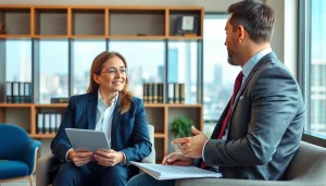 Consultation with a personal injury attorney at https://www.timgrabeattorney.com, depicted in a professional office setting.