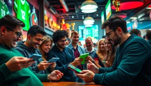 Engaged bettors reviewing options for sports betting in India amidst a lively urban atmosphere.