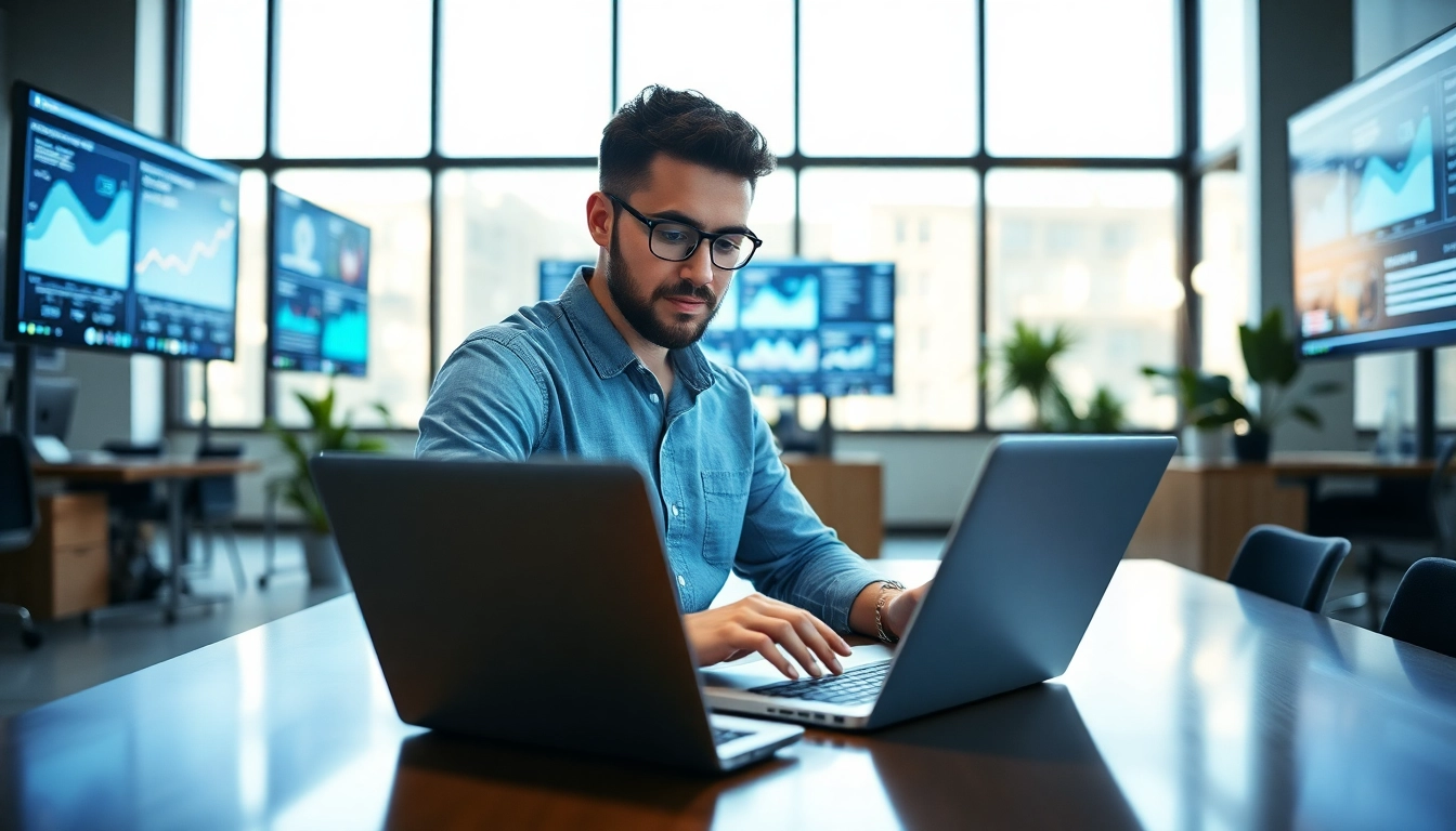 Engage with https://boost-social-media.com for expert social media strategies in a vibrant office environment.