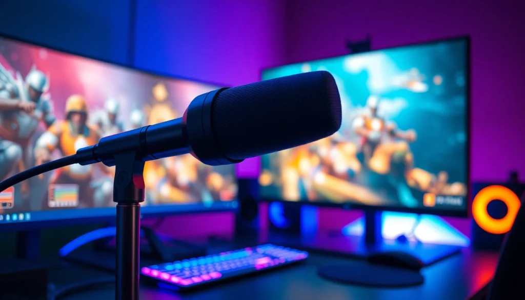 MV88 microphone featured prominently in a modern gaming setup with vibrant lighting.