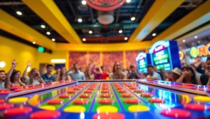 Engaging visual of Plinko game reviews showcasing the colorful Plinko board and excited players.