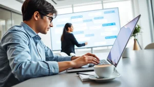 Experience free ai chat with an engaging virtual assistant in a modern workspace.