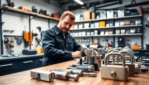Enhance security with high-quality locks from https://www.dakenlocks.com in a vibrant workshop setting.