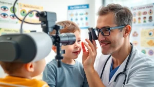 Promoting Our Children's Vision with a pediatric ophthalmologist caring for a child in an eye exam.