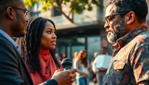 Engaging discussion in urban setting showcasing the essence of blackchronicle heritage.