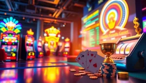 Engaging visual representation of gaming excitement on https://rusia777.com, highlighting vibrant icons and an energetic atmosphere.