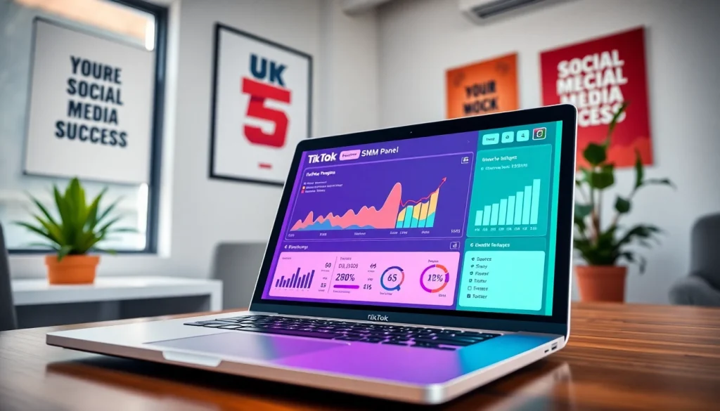 Visualize the TikTok SMM panel interface enhancing social media strategy in a modern workspace.