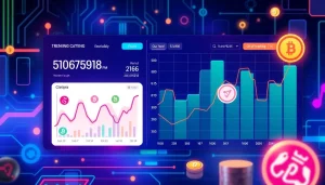 Engaging display of trending coins listing with interactive charts and icons highlighting key data points.