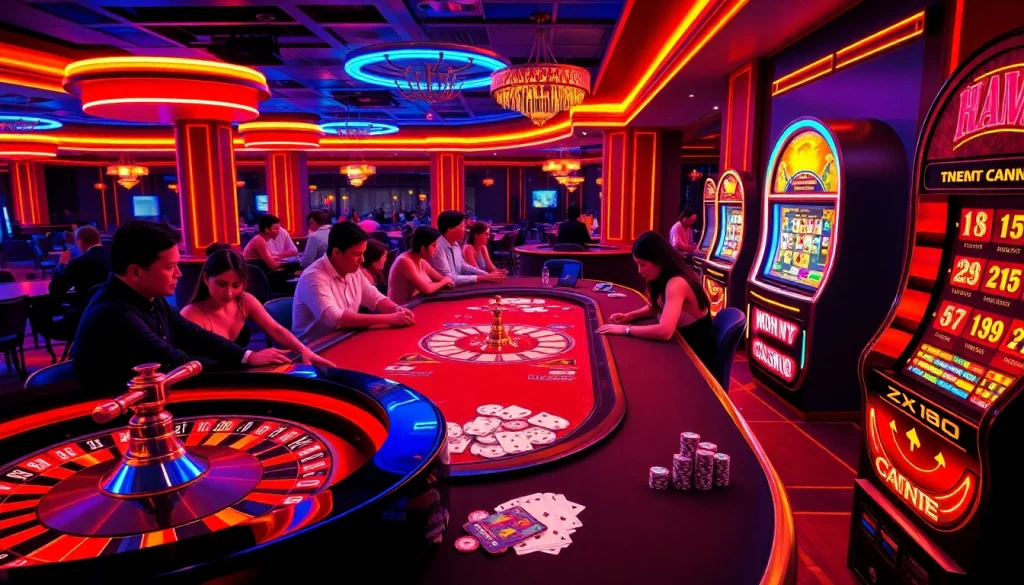Experience the excitement at xx88 com with players engaged in thrilling roulette and poker activities in a vibrant casino.
