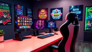 Menampilkan pengalaman slot gacor dengan gamer profesional di ruang gaming modern.