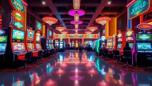 Mainkan jewel4d slot di mesin slot modern yang berwarna-warni dengan suasana kasino yang energik.