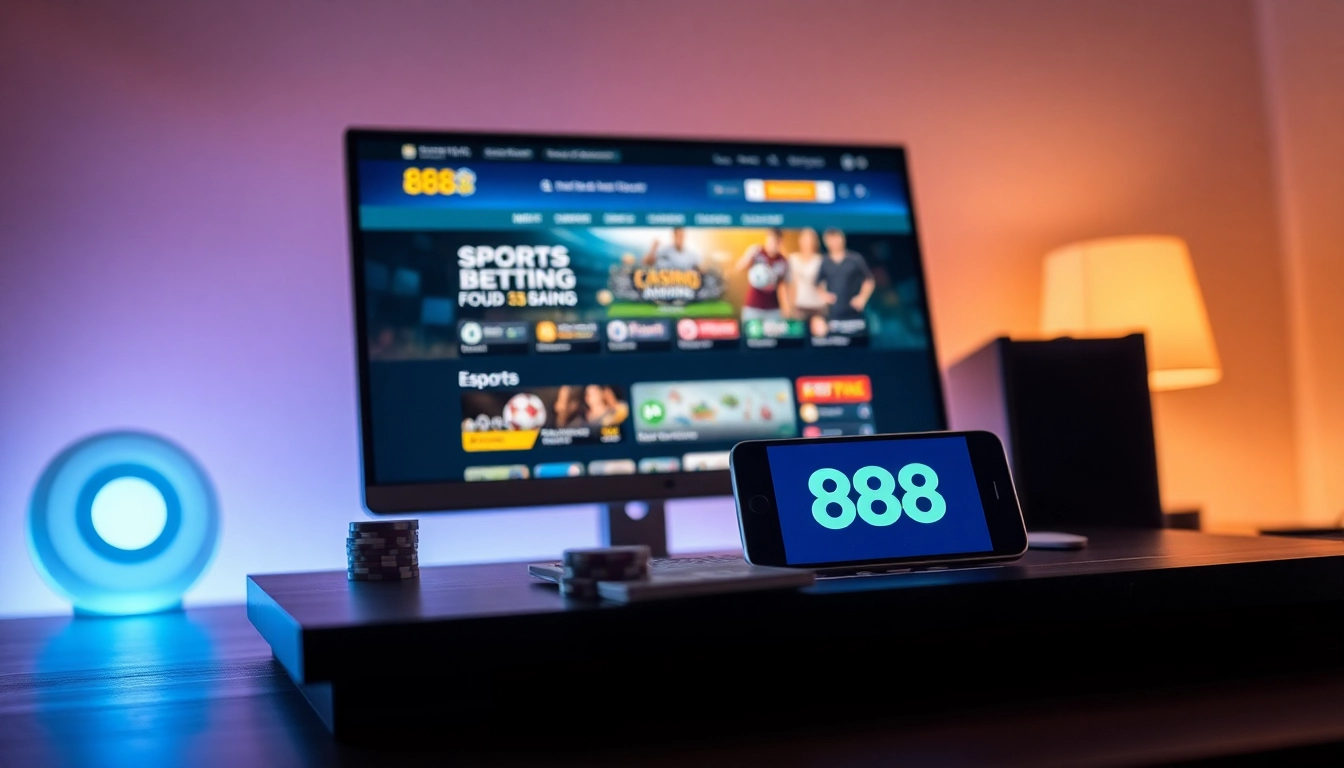 Vibrant online gaming setup showcasing 888new website and app experience.