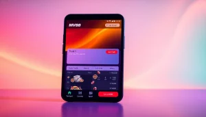MV88 mobile app interface showcasing vibrant graphics and user-friendly navigation.
