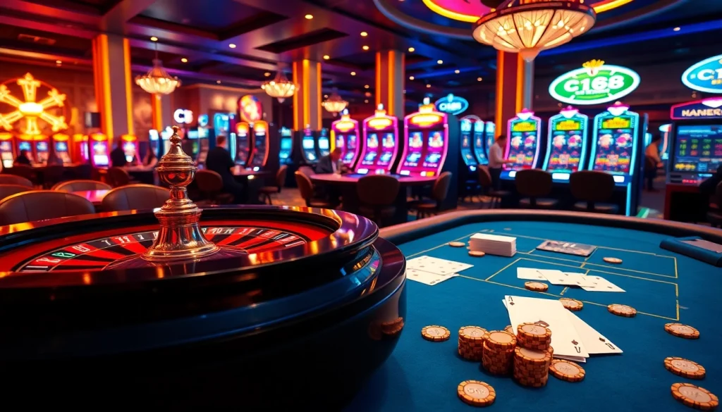 C168 betting slips and poker chips showcased in a lively casino atmosphere.