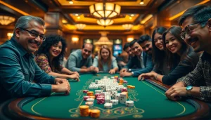 Mengalami keseruan permainan domino88 login poker game dengan pemain yang terfokus di meja kasino.