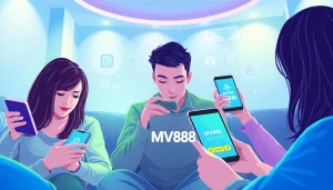 Interactive users enjoying the MV88 app, highlighting safe USDT transactions.