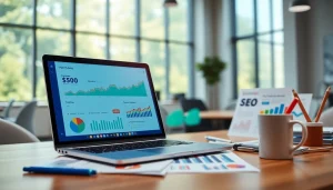 Analyze data insights on seo.my with a vibrant digital marketing workspace.