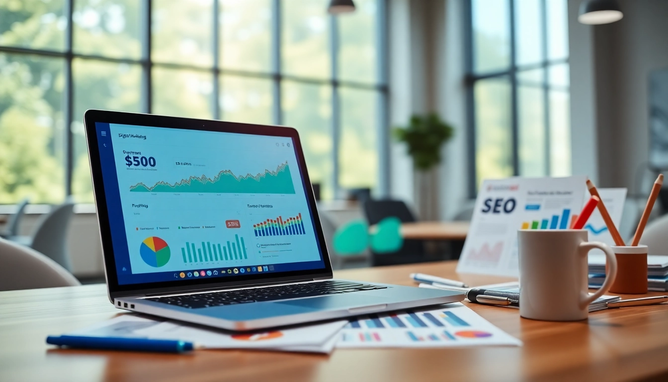 Analyze data insights on seo.my with a vibrant digital marketing workspace.