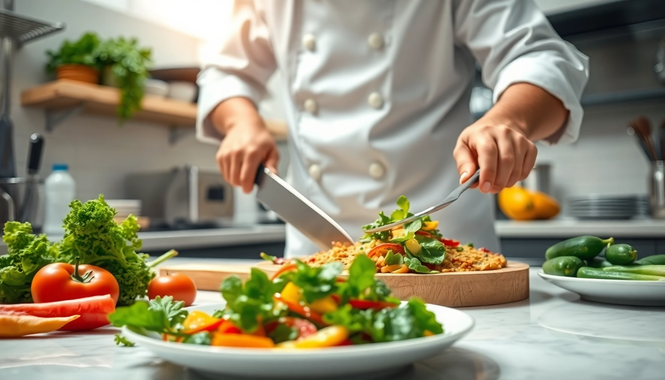 Memperkenalkan suletoto dengan chef profesional yang sedang menyiapkan hidangan sehat.