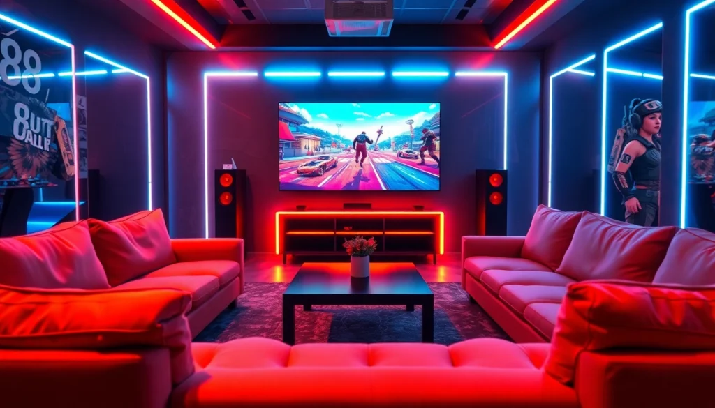Experience the excitement of gaming with the TV88 setup in a vibrant lounge atmosphere.