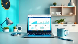 Showcasing a digital marketing workspace featuring facebook smm panel services analytics on a laptop.