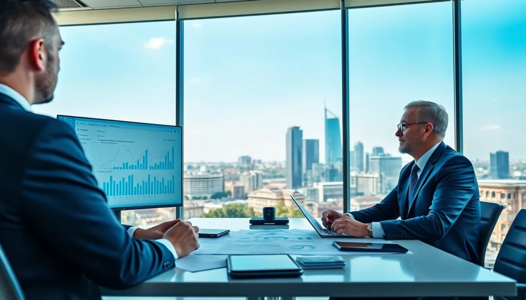 Immobilienbewertung auf https://frankfurt-immobilie-bewerten.de mit professionellem Berater und modernen Bürosetting.