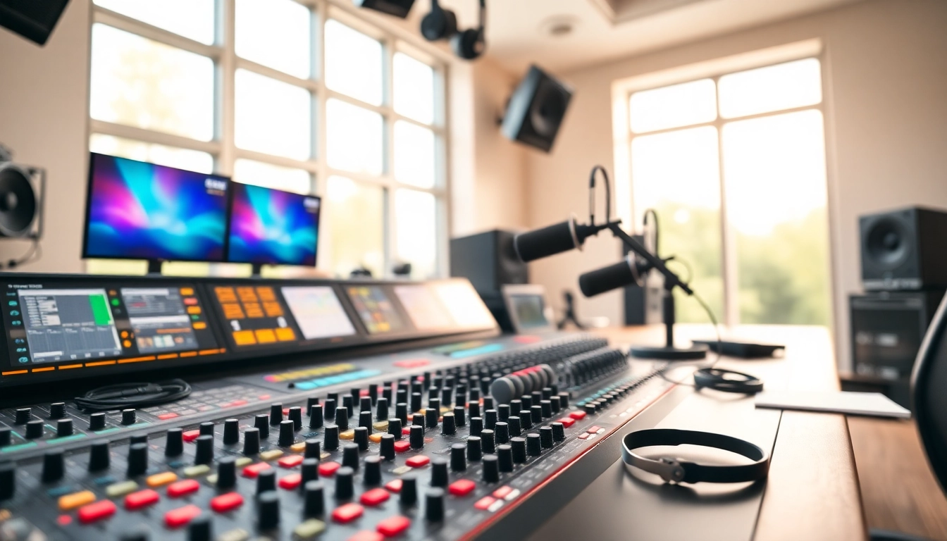 Listen to live broadcasts on https://www.westcentralsbest.com showcasing a modern radio station studio.