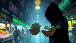 카드깡을 통해 현금을 교환하는 모습을 그린 신비로운 일러스트입니다.