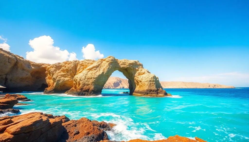 Experience Cabo San Lucas travel with the breathtaking Arch of Cabo San Lucas against a vibrant ocean backdrop.