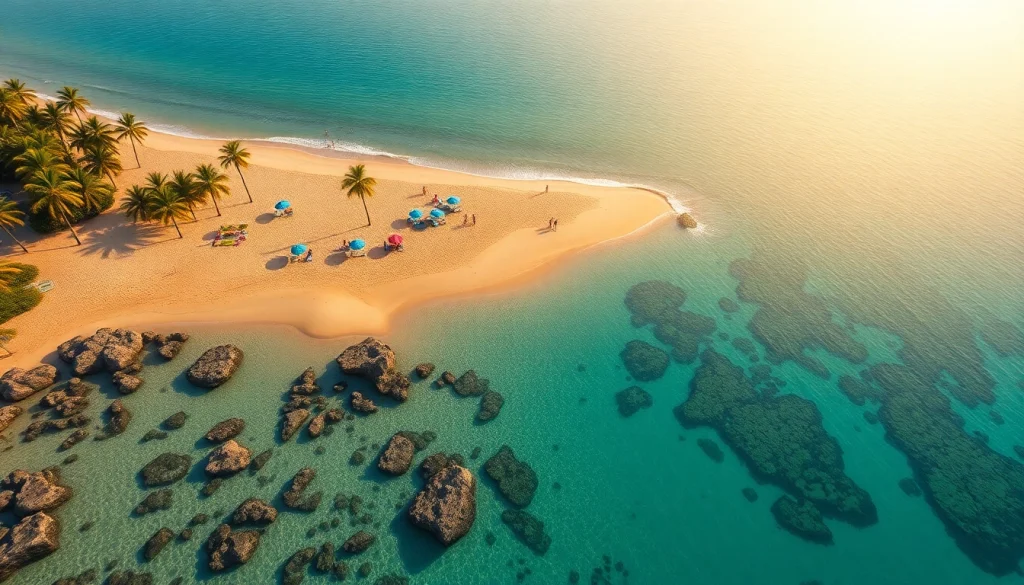 Praia de Paripueira no Brasil, com águas claras, areias douradas e atividades praianas vibrantes.