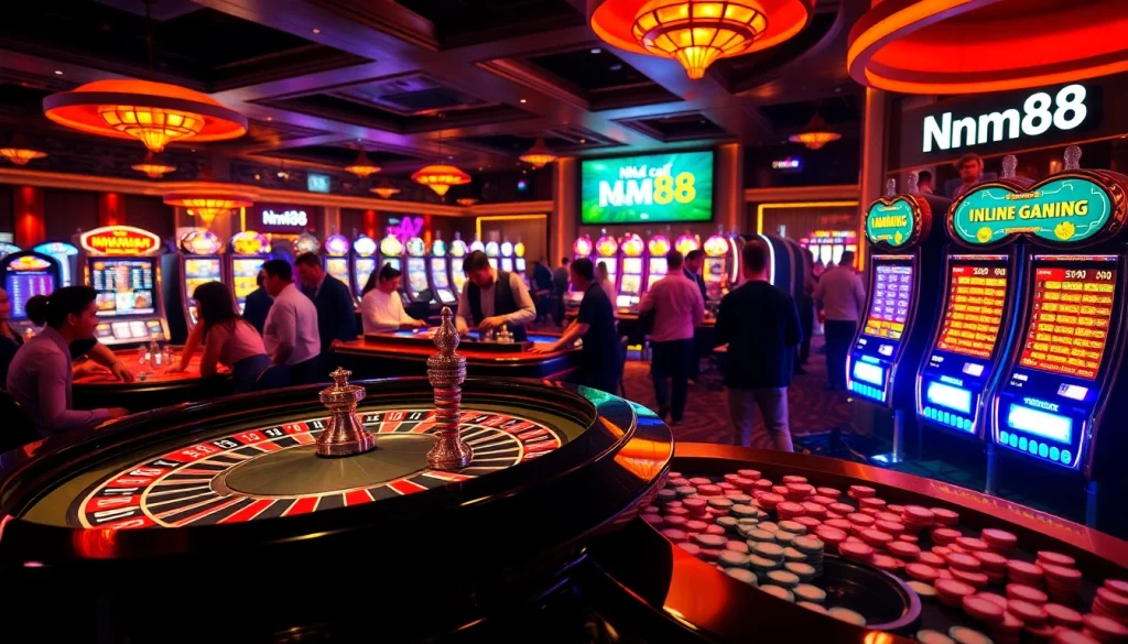 Participants enjoy excitement at the Nhà cái MM88 roulette table with vibrant poker chips.