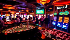 Participants enjoy excitement at the Nhà cái MM88 roulette table with vibrant poker chips.