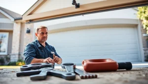 Offering expert Garage Door Repair in Vancouver Wa with a skilled technician inspecting a garage door.