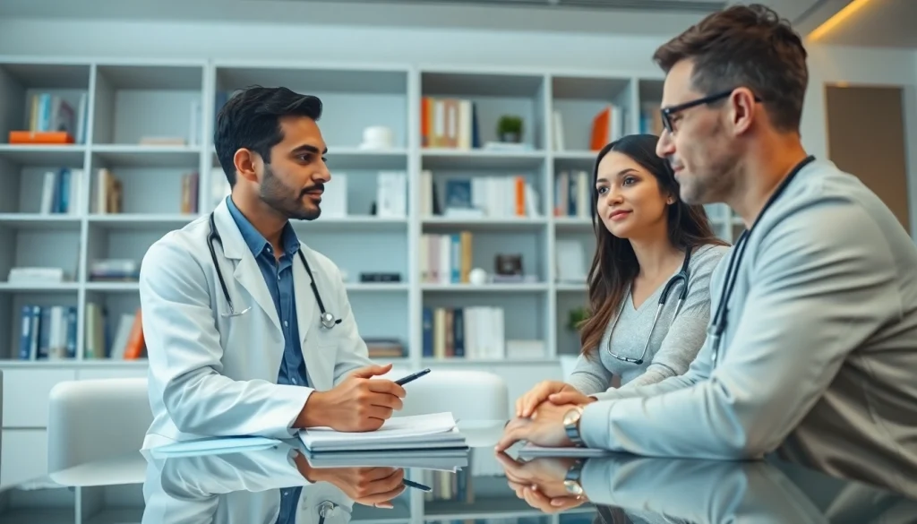 Engaging consultation scene at https://fhpts.com showcasing a practitioner and patient in a modern office.