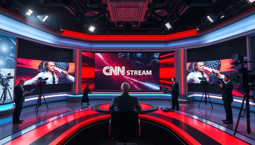 Watch breaking news updates with CNN Live Stream in a dynamic news studio setting.