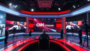 Watch breaking news updates with CNN Live Stream in a dynamic news studio setting.
