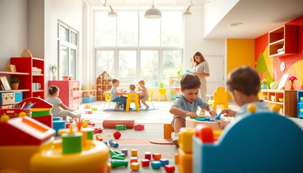 Explore engaging activities at https://juniorsjunction.com, showcasing children in a vibrant daycare setting.