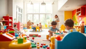 Explore engaging activities at https://juniorsjunction.com, showcasing children in a vibrant daycare setting.