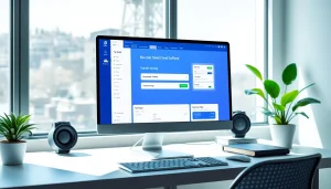 Explore no-code token creation tools on a sleek computer setup for effortless blockchain solutions.