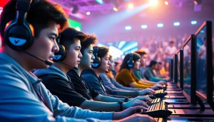 Engaged gamers at a live esports tournament showcasing excitement on https://gamelevate.com