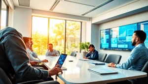 IT Companies collaboration among diverse team members in a modern workspace.