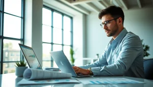 Analyze strategies for google penalty recovery service with a focused consultant in a bright office.