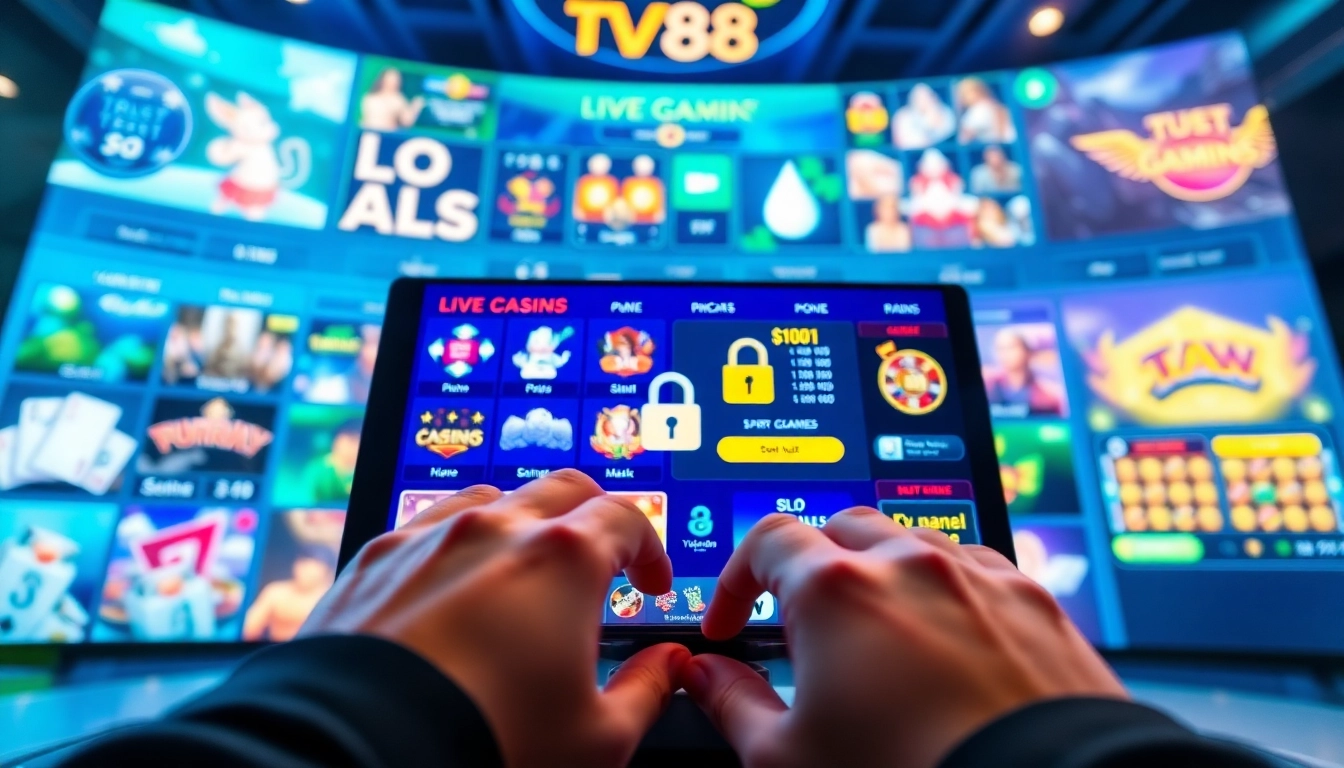 TV88 gaming interface showcasing vibrant online betting options for a safe and exciting experience.