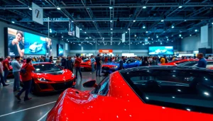 Experience the excitement of an Auto Cars Show with modern vehicles and enthusiastic crowds.